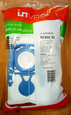 IZ-S11SP Invest Bosch / Siemens G stb. Kompatibilis mikroszálas porzsák (5db/csomag) - Porzsák, Hepa szűrő