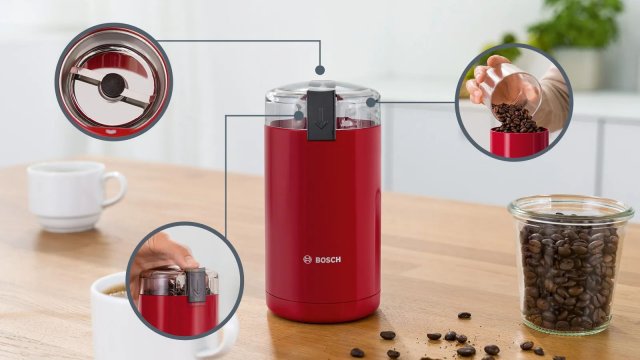 Bosch TSM6A014R kávédaráló,180W, piros - Kávédaráló