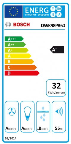 Bosch DWK98PR60 perimetrikus, döntött kűrtős páraelszívó, 90cm, fekete üveg, A+, Home Connect - Páraelszívó
