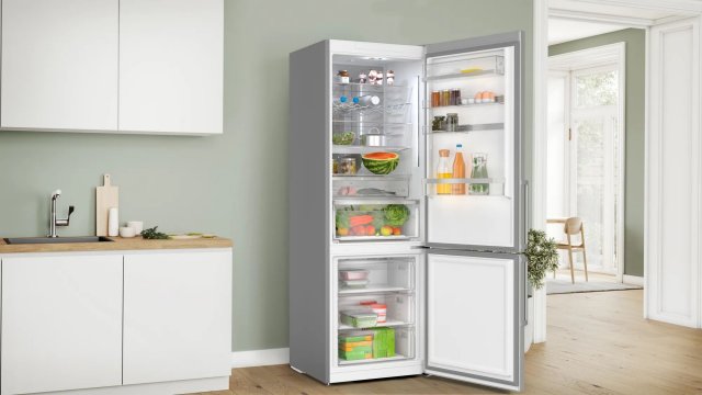 Bosch KGN49AIBT kombinált hűtőszekrény, 311+129 liter, B, NoFrost, nemesacél - Szabadonálló hűtő, hűtőszekrény