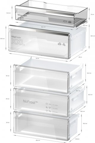Bosch KGN49AIBT kombinált hűtőszekrény, 311+129 liter, B, NoFrost, nemesacél - Szabadonálló hűtő, hűtőszekrény