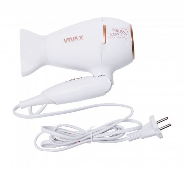 Vivax HD1601FT összecsukható úti hajszárító, 1600W, fehér-arany - Hajszárító, szépségápolás