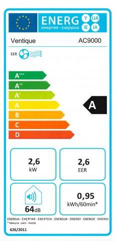 VENTIQUE AC9000 hűtő mobil klíma, 2,6KW - Mobil klíma