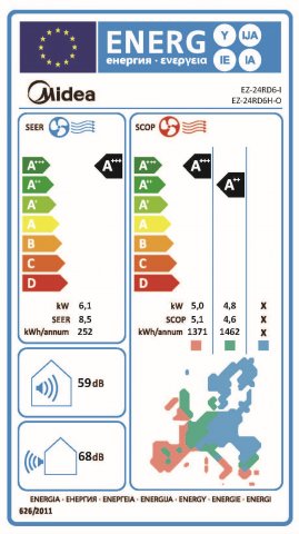 Midea SOL-24-SP Solstice 7,1kW hűtő-fűtő oldalfali split klíma szett, A+++/A++, Wifi, R32 - Split klíma