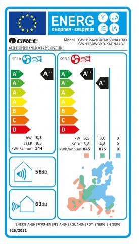 Gree GWH12AWCXD-K6DNA4D Cosmo inverteres hűtő-fűtő split klíma szett, 3,5kw, A+++/A++, Wifi - Split klíma