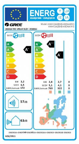 Kinghome KWH12AZBXB-K6DNA1F Primor inverteres hűtő-fűtő split klíma szett, 3,2kw, A++/A+, Wifi  - Split klíma