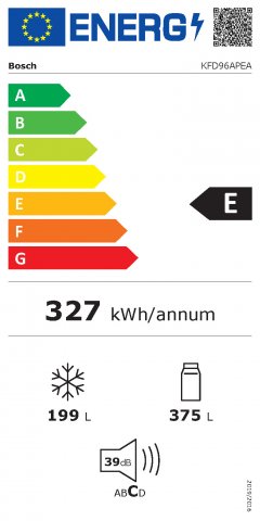 Bosch KFD96APEA többajtós hűtőszekrény, 375+199 liter, E, NoFrost, jég, víz, adagoló - Szabadonálló hűtő, hűtőszekrény
