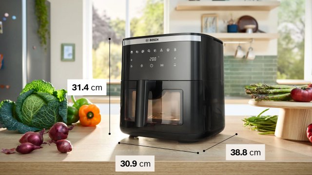 Bosch MAF671B1 Serie 6 Air Fryer, 7,2 Liter, 1800W, fekete - Olajsütő, forrólevegős sütő