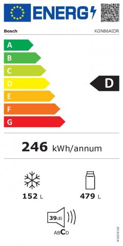 Bosch KGN86AIDR kombinált hűtőszekrény 479+152 liter, D, NoFrost, inox - Szabadonálló hűtő, hűtőszekrény