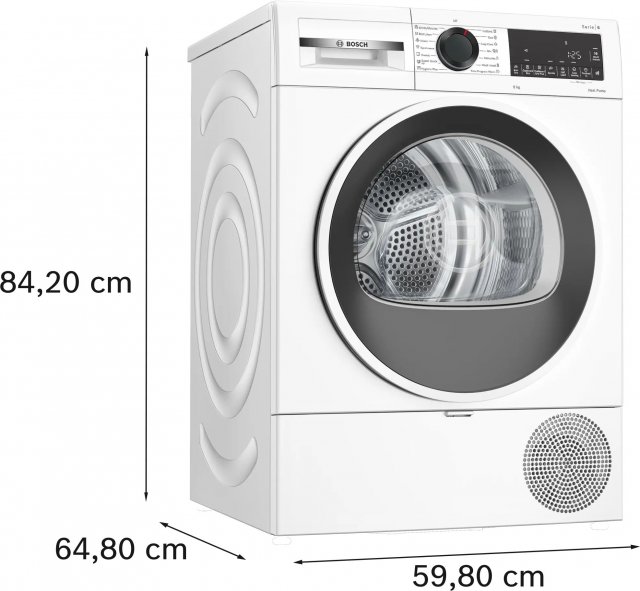 Bosch WQG243DMBY Serie 6 hőszivattyús szárítógép, 9kg, C, EasyClean, AutoDry - Szárítógép