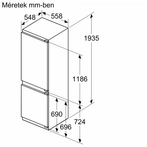 Bosch KIN96SFD0 Serie 4 beépíthető kombinált hűtőszekrény, 215+75 liter, NoFrost, D - Beépíthető hűtő, fagyasztó, borhűtő