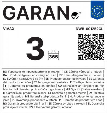 Vivax DWB601252CL teljesen integrálható mosogatógép, 12 teríték, E - Beépíthető mosogatógép