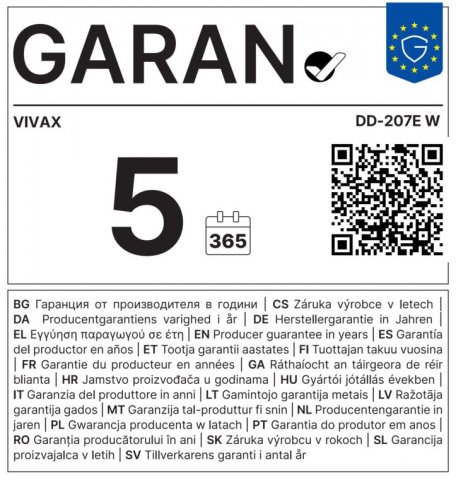 Vivax DD207EW felülfagyasztós hűtőszekrény, 163+41 liter E, fehér - Szabadonálló hűtő, hűtőszekrény