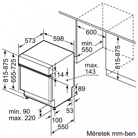Bosch SMI6ZCS10E beépíthető, kezelőpaneles mosogatógép, 60cm, 14 teríték, B, Perfect Dry, Home Connect - Beépíthető mosogatógép