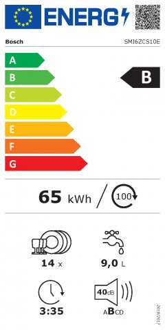 Bosch SMI6ZCS10E beépíthető, kezelőpaneles mosogatógép, 60cm, 14 teríték, B, Perfect Dry, Home Connect - Beépíthető mosogatógép
