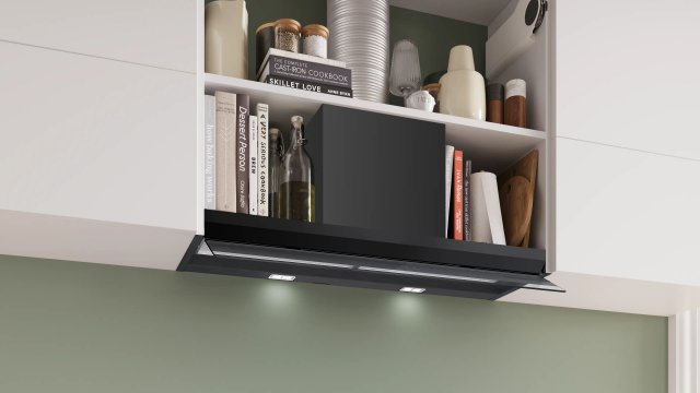 Bosch DBB99ET65 integrált páraelszívó 90cm, fekete üveg, 898/705m3, A, SmartHood - Páraelszívó